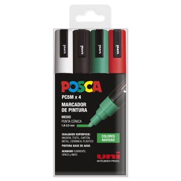 ▷ SET ROTULADORES POSCA 4 UDS PC5M NAVIDAD | Taine - Imagen 1