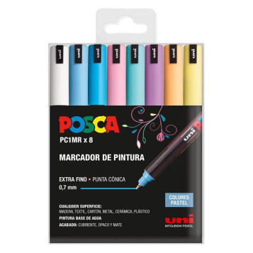 ▷ SET ROTULADORES POSCA 8 UDS PC1MR/8C PASTEL | Taine - Imagen 1