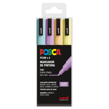 ▷ SET ROTULADORES POSCA 4 UDS PC3M PASTEL | Taine - Imagen 1
