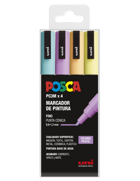 ▷ SET ROTULADORES POSCA 4 UDS PC3M PASTEL | Taine - Imagen 1