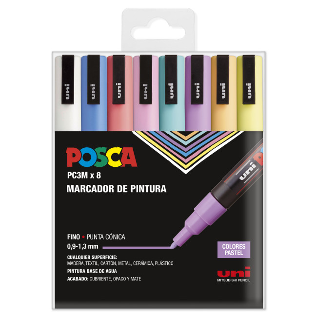 ▷ SET ROTULADORES POSCA 8 UDS PC3M PASTEL | Taine - Imagen 1