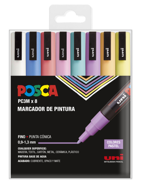 ▷ SET ROTULADORES POSCA 8 UDS PC3M PASTEL | Taine - Imagen 1