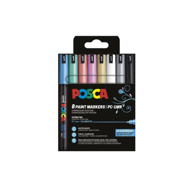 ▷ ROTULADORES POSCA SET 8 UDS PC1MR METALIZADOS | Taine - Imagen 1