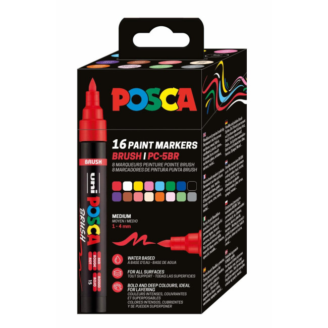 ▷ SET ROTULADORES POSCA 16 UDS PC5BR BASIC | Taine - Imagen 1