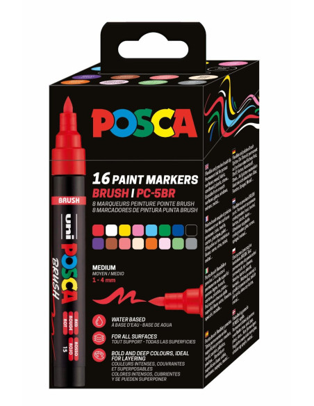 ▷ SET ROTULADORES POSCA 16 UDS PC5BR BASIC | Taine - Imagen 1
