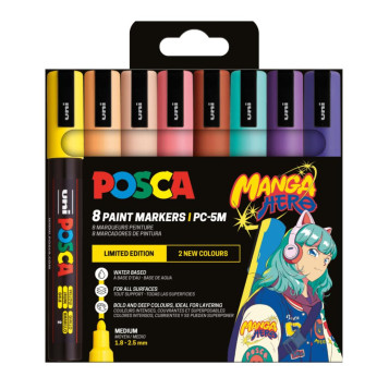 ▷ SET ROTULADORES POSCA 8 UDS PC5M MANGA HERO | Taine - Imagen 1