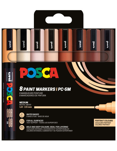 ▷ SET ROTULADORES POSCA 8 UDS PC5M TONOS MARRONES | Taine - Imagen 1