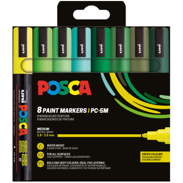 ▷ SET ROTULADORES POSCA 8 UDS PC5M TONOS VERDES | Taine - Imagen 1