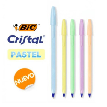 ▷ BOLIGRAFO BIC CRISTAL AMARILLO PASTEL AZUL | Taine - Imagen 1
