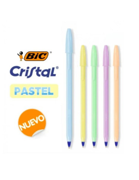 ▷ BOLIGRAFO BIC CRISTAL AMARILLO PASTEL AZUL | Taine - Imagen 1