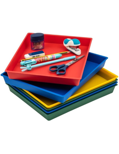 ▷ BANDEJAS MULTIUSOS OPACAS SURTIDAS 28X22,5X3CM CONICAS APILABLES 6 UDS FAIBO 211 | Taine - Imagen 1