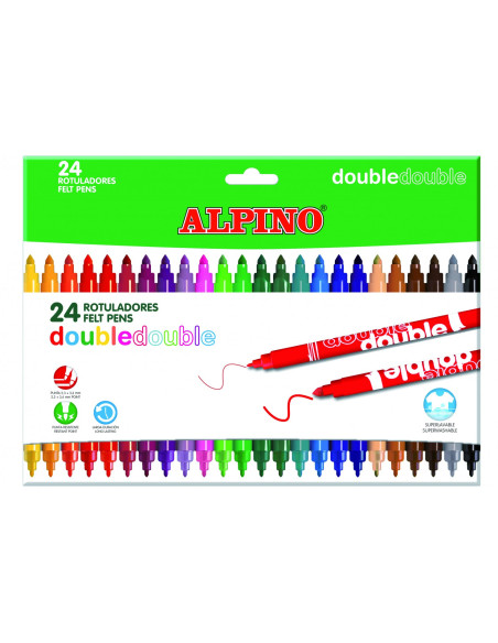▷ ROTULADORES ALPINO 24 UDS COLORES DOBLE PUNTA . | Taine - Imagen 1