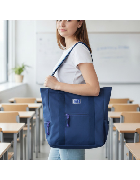 ▷ MOCHILA OXFORD TOTE BAG B-TRENDY AZUL MARINO | Taine - Imagen 2