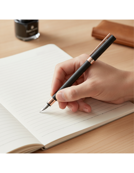 ▷ PLUMA NEO SLIM NEGRO MATE-ORO ROSÉ P.M FABER CASTELL | Taine - Imagen 2