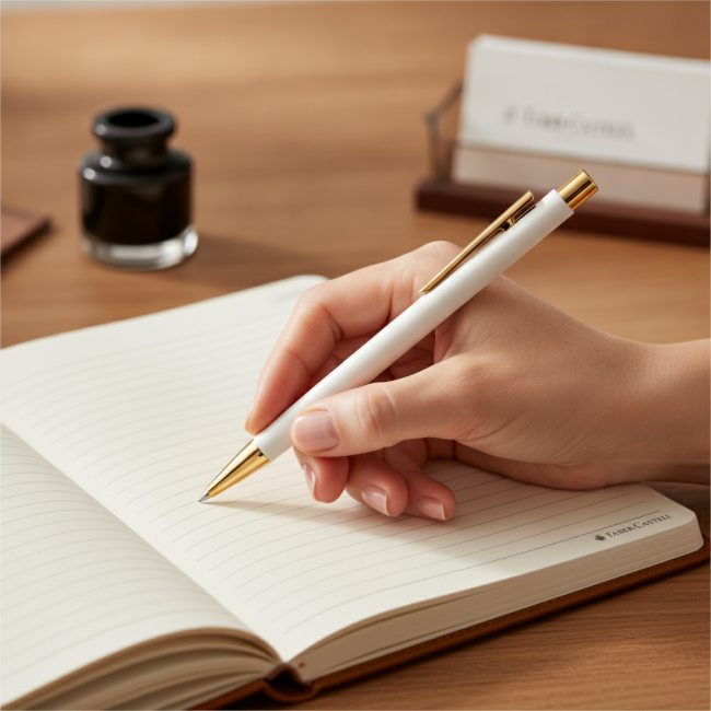 ▷ BOLÍGRAFO NEO SLIM BLANCO/ORO FABER-CASTELL | Taine - Imagen 2