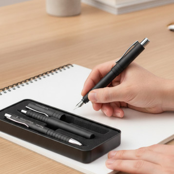 ▷ SET PLUMA Y BOLIGRAFO FABER POLYBALL NEGRO | Taine - Imagen 2