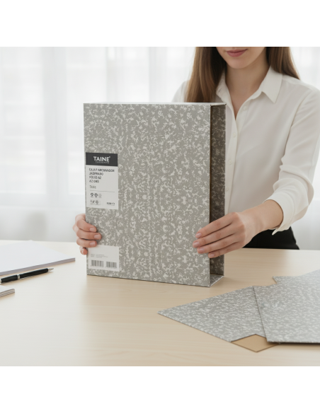 ▷ CAJA P ARCHIVADOR JASPEADO FOLIO AZ GRIS TAINE CLASSIC | Taine - Imagen 2