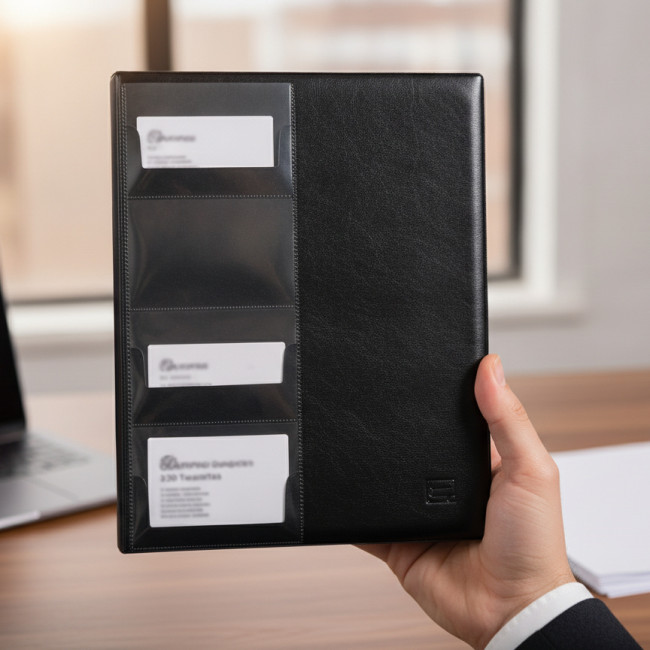 ▷ TARJETERO GRAFOPLAS 4 ANILLAS A4 PVC 320 TARJETAS EXECUTIVE NEGRO | Taine - Imagen 2
