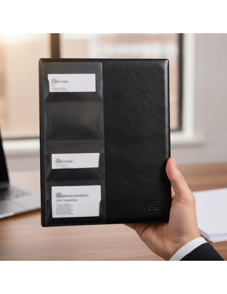 ▷ TARJETERO GRAFOPLAS 4 ANILLAS A4 PVC 320 TARJETAS EXECUTIVE NEGRO | Taine - Imagen 2