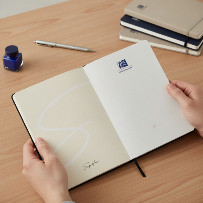 ▷ CUADERNO OXFORD COSIDO OXFSIG A5 104HJ LISO TE NEGRO | Taine - Imagen 2
