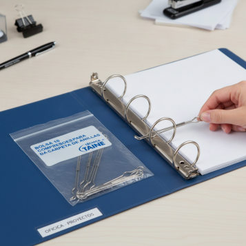 ▷ BOLSA 10 COMPRESORES PARA CARPETA DE ANILLAS | Taine - Imagen 2