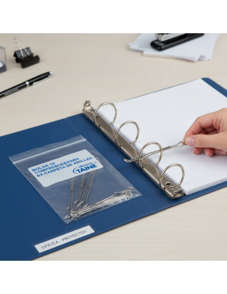 ▷ BOLSA 10 COMPRESORES PARA CARPETA DE ANILLAS | Taine - Imagen 2