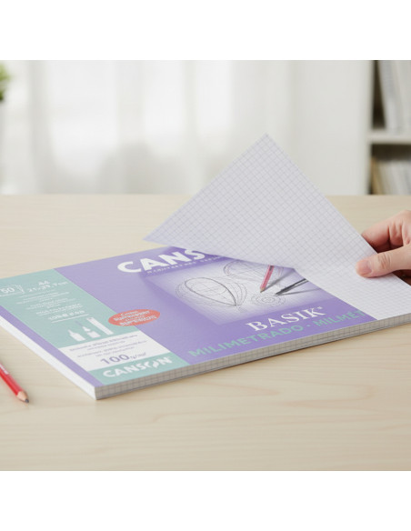 ▷ BLOC CANSON DIBUJO MILIMETRADO ENCOLADO A4 100G 50H. | Taine - Imagen 2