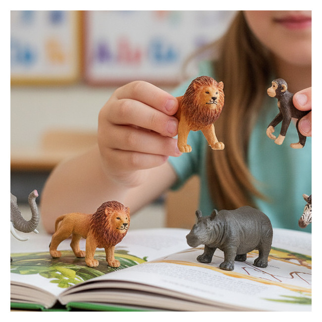 ▷ ANIMALES SELVA PLASTICO 7 FIGURAS BOTE MINILAND | Taine - Imagen 2