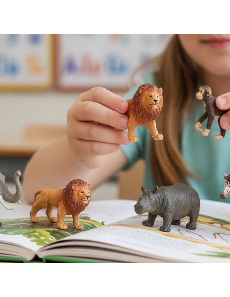 ▷ ANIMALES SELVA PLASTICO 7 FIGURAS BOTE MINILAND | Taine - Imagen 2