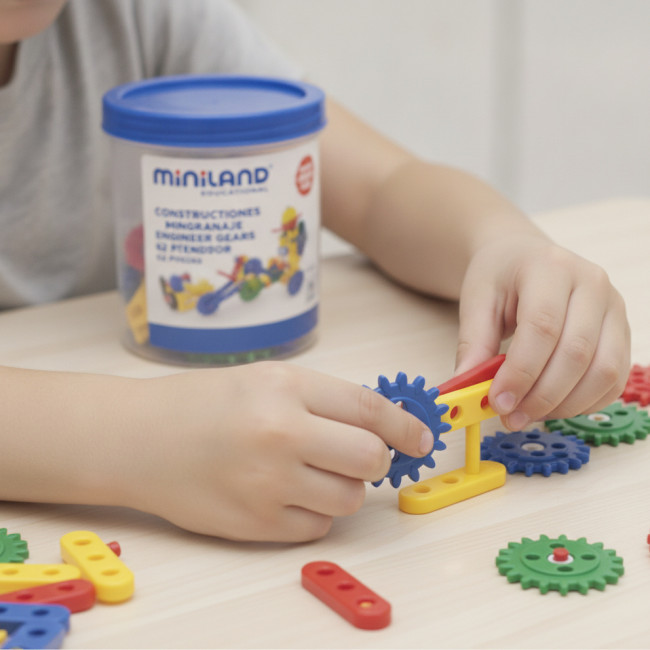 ▷ CONSTRUCCIONES MINILANDY ENGRANAJE ENGINEER GEARS 62 PIEZAS CONTENEDOR | Taine - Imagen 2