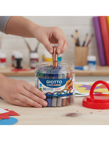 ▷ PEGAMENTO GIOTTO GLITTER BOTE 50 TUBOS 0,5ML COLORES METALIZADOS FILA | Taine - Imagen 2