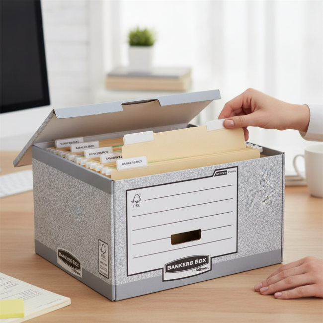 ▷ CAJON ARHIVADOR eco CARTON GRIS/BLANCO BANKERS BOX | Taine - Imagen 2