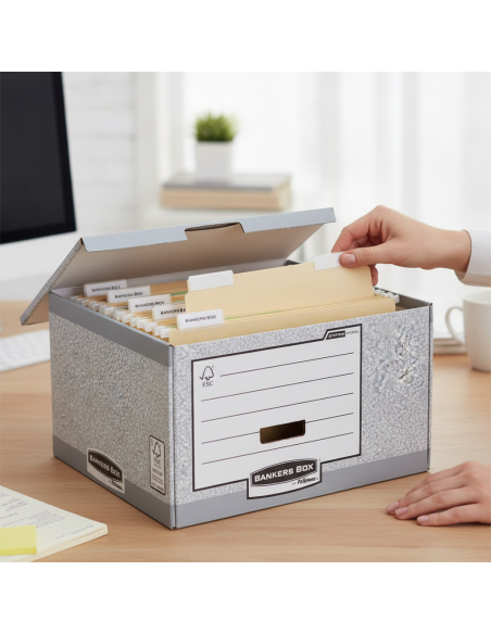 ▷ CAJON ARHIVADOR eco CARTON GRIS/BLANCO BANKERS BOX | Taine - Imagen 2