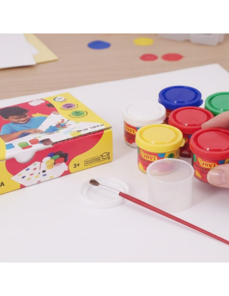 ▷ TEMPERA CAJA 7 BOTES 35 ML COLORES SURTIDOS + PINCEL JOVI | Taine - Imagen 2