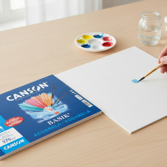 ▷ BLOC DIBUJO ACUARELA BASIK CANSON ESPIRAL 4+ 370G 10H | Taine - Imagen 2