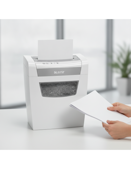 ▷ DESTRUCTORA LEITZ IQ HOME OFFICE P4, BLANCO/PLATA | Taine - Imagen 2