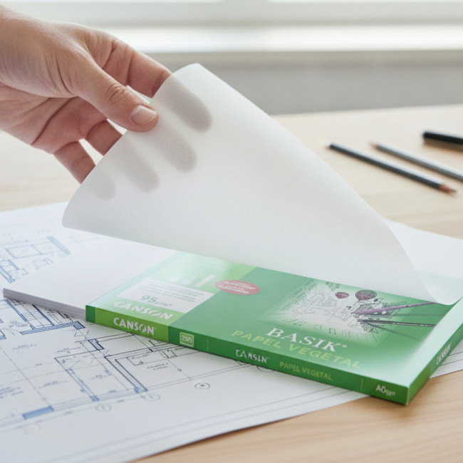 ▷ LAMINAS CANSON DIBUJO PAPEL VEGETAL A4 90G 250HJ | Taine - Imagen 2