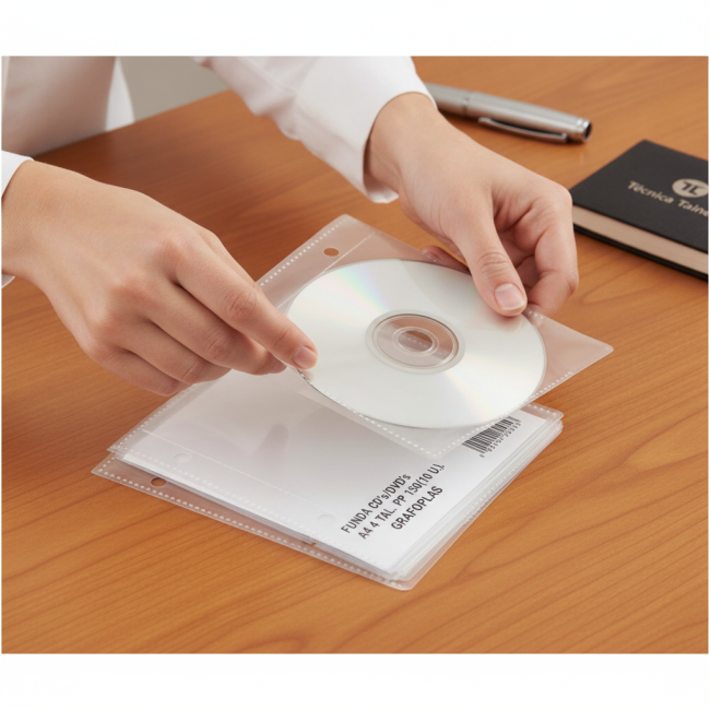 ▷ FUNDA CD's/DVD's A4 4 TAL. PP 150(10 U.) GRAFOPLAS | Taine - Imagen 2