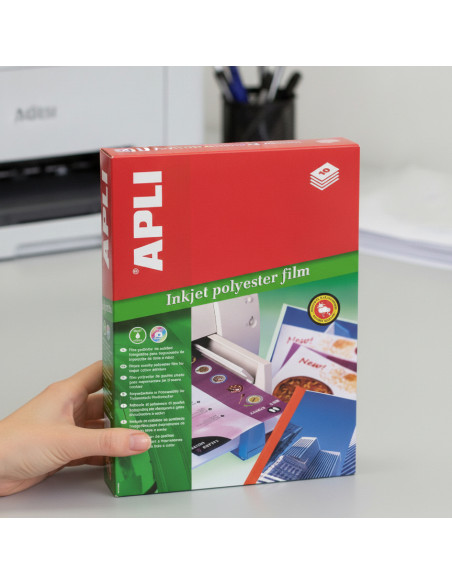 ▷ CAJA APLI 50U POLYESTER ADHESIVO A4 INKJET CALIDAD FOTO | Taine - Imagen 2