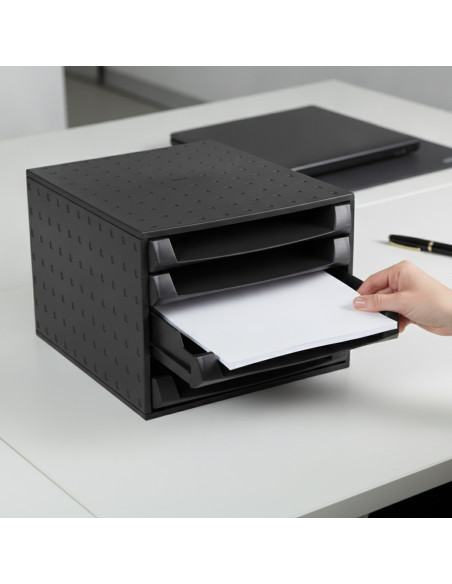 ▷ MODULO EXACOMPTA 5 CAJONES ABIERTO THE BOX ECOBLACK | Taine - Imagen 2