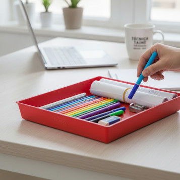 ▷ BANDEJA FAIBO MULTIUSO ROJO 23X14,5X3CM CONICA APILABLE | Taine - Imagen 2
