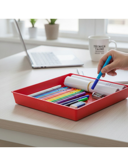 ▷ BANDEJA FAIBO MULTIUSO ROJO 23X14,5X3CM CONICA APILABLE | Taine - Imagen 2
