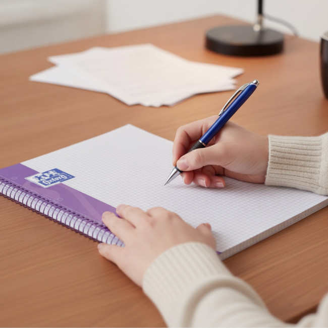 ▷ CUADERNO OXFORD LILA MICROPERFORADO A4+ 80H.90G C.5MM T/D | Taine - Imagen 2