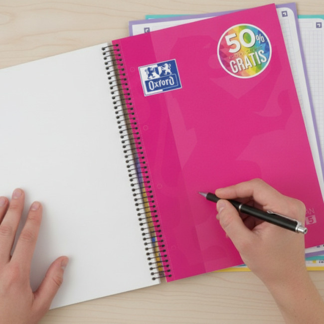 ▷ CUADERNO OXFORD MICROPERFORADO A4 120HJ 90G LISO T/EXTRA | Taine - Imagen 3
