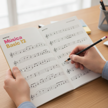 ▷ CUADERNO ADDITIO MUSICA 12 PENTAGRAMAS ESPIRAL 20HJ BASIC | Taine - Imagen 2