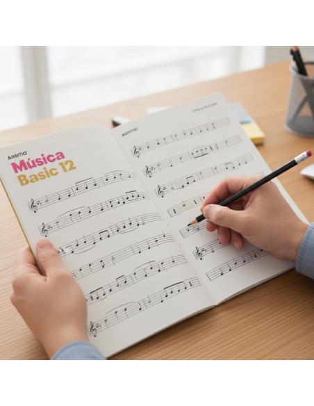 ▷ CUADERNO ADDITIO MUSICA 12 PENTAGRAMAS ESPIRAL 20HJ BASIC | Taine - Imagen 2