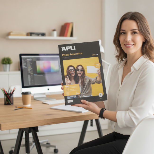 ▷ PAPEL APLI A4 140GR 100HJ FOTOGRAFICO INKJET BEST PRICE GLOSSY | Taine - Imagen 2