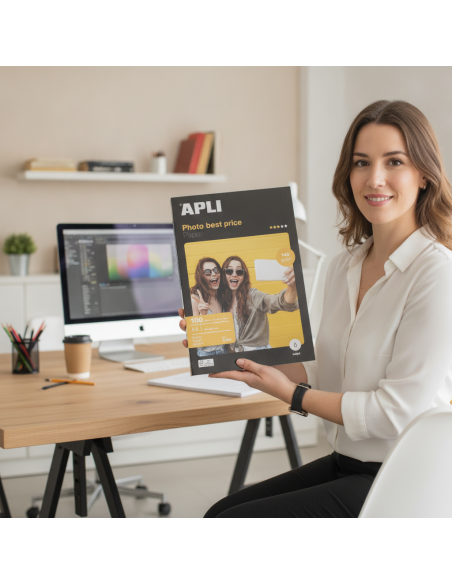 ▷ PAPEL APLI A4 140GR 100HJ FOTOGRAFICO INKJET BEST PRICE GLOSSY | Taine - Imagen 2