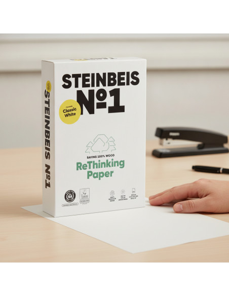 ▷ PAPEL A4 100% RECICLADO 80G 500H STEINBEIS Nº1 CLASSIC WHITE | Taine - Imagen 2