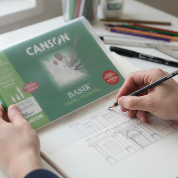 ▷ BLOC CANSON DIBUJO ENCOLADO PAPEL VEGETAL A4+ 90G 50H | Taine - Imagen 2